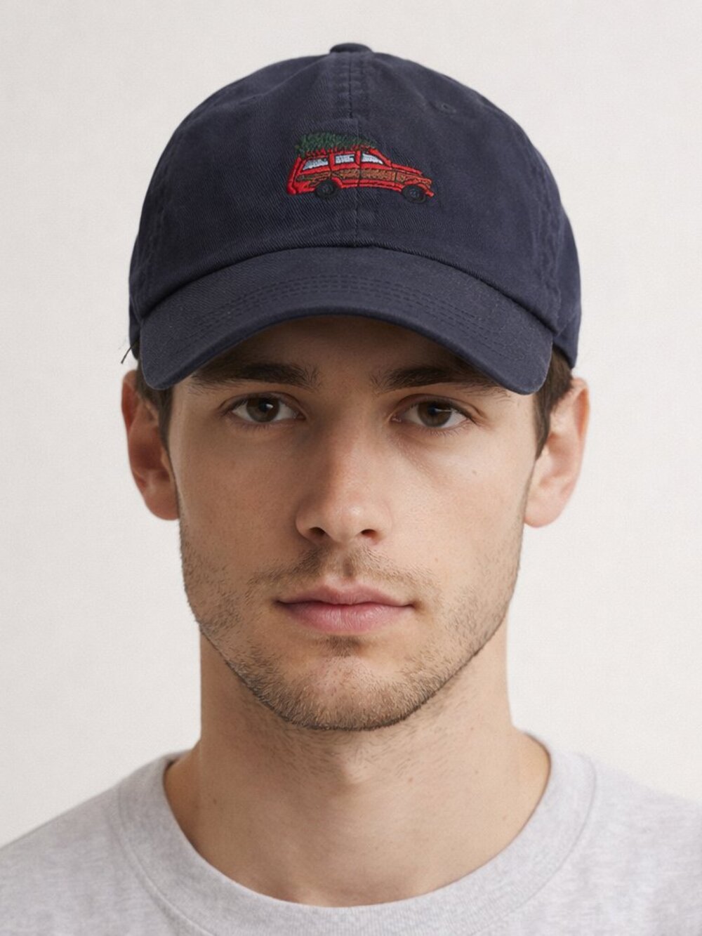 J. Crew Christmas Hat Cotton Navy Christmas Tree Truck